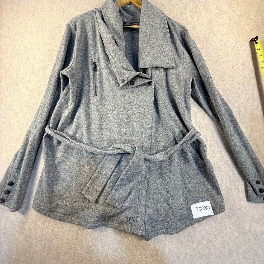 Harley-Davidson Womens Gray Asymmetrical Belted Wrap Jacket Coat Large HDMC